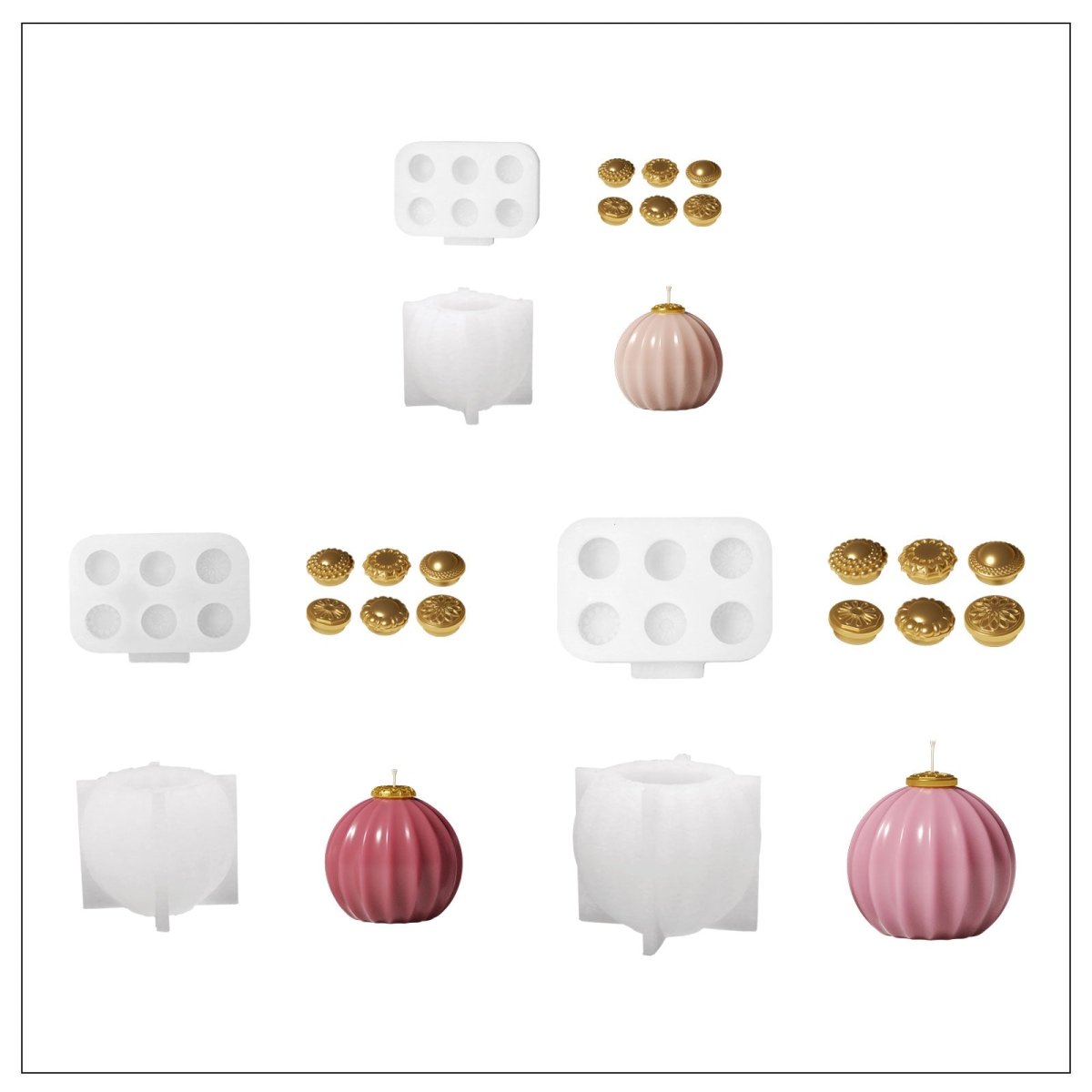 Twist Bloom Christmas Bauble Candle Silicone Mold3D Candle MoldLZ0947+LZ0950+LZ0940+LZ0943+LZ0936+LZ0933