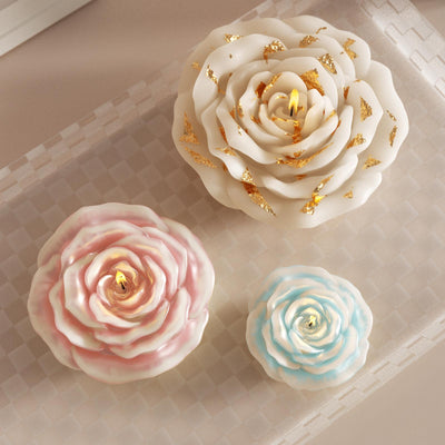 Handmade gradient-dyed candles with gold foil accents – add a cozy, atmospheric touch to any space when lit - Boowan Nicole