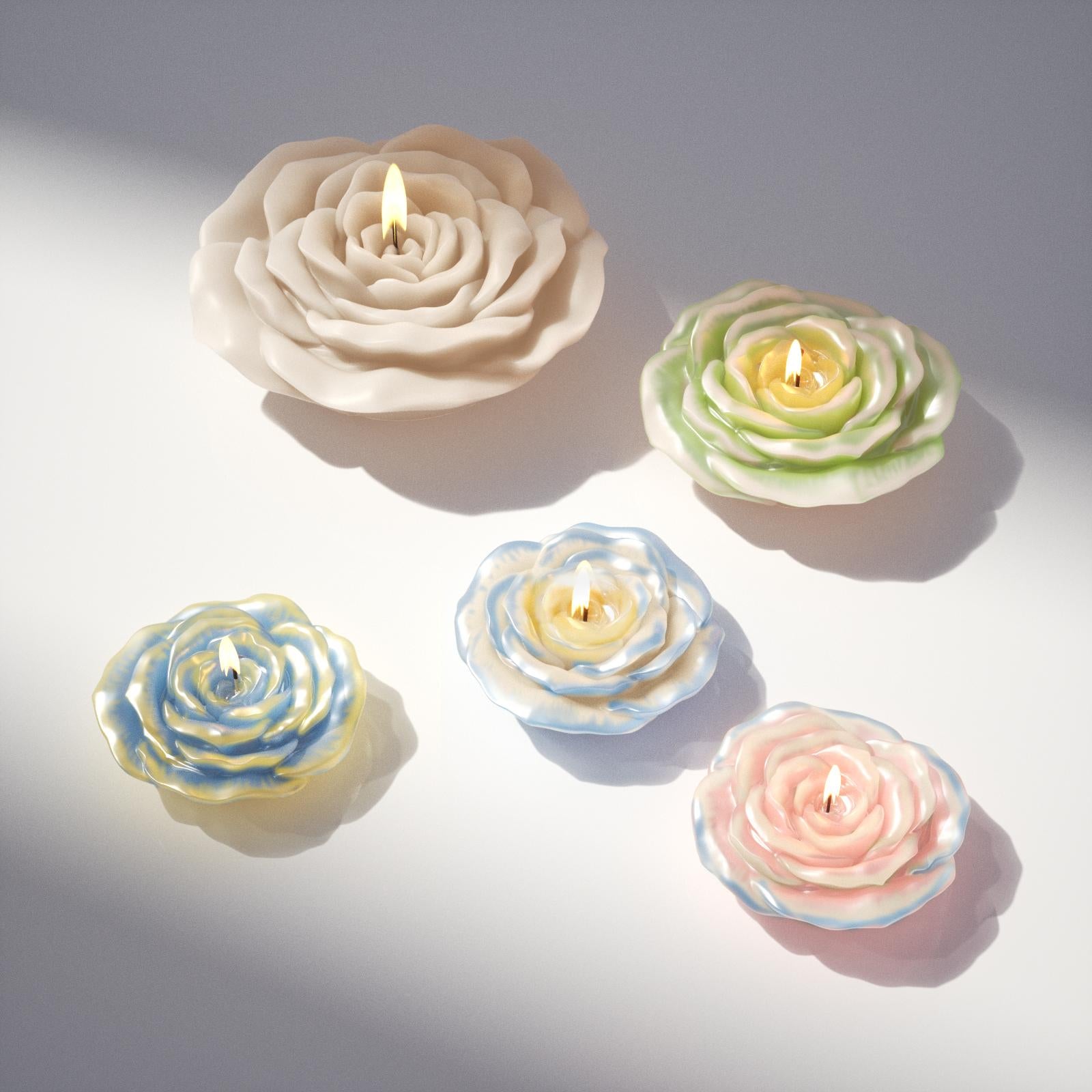 Summer flower-shaped candles with hand-painted gradient varnish, unique colorful decorative scented candles - Boowan Nicole