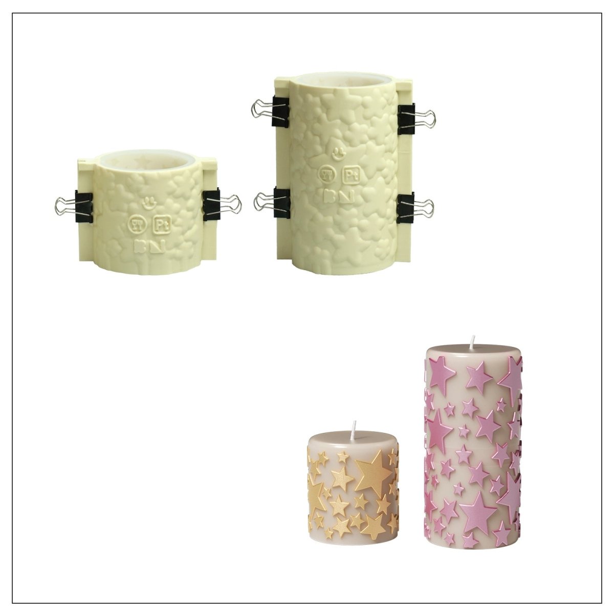 Wishing Star Pillar Candle Silicone Mold Collection3D Candle MoldLZ0906+LZ0907