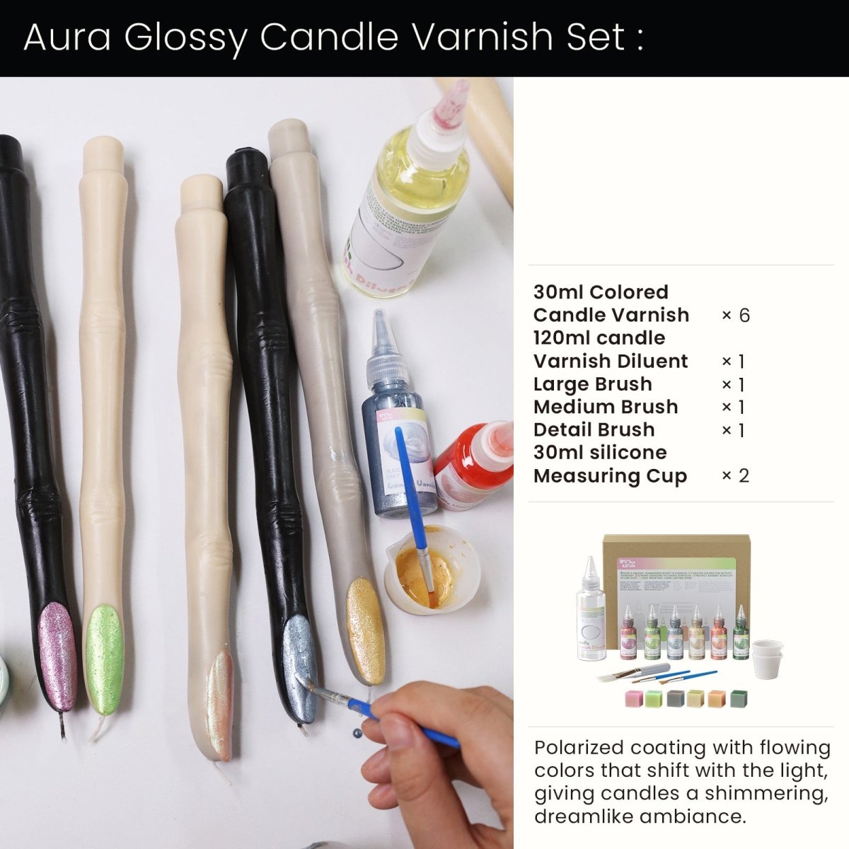 Buy Aura glossy candle varnish set