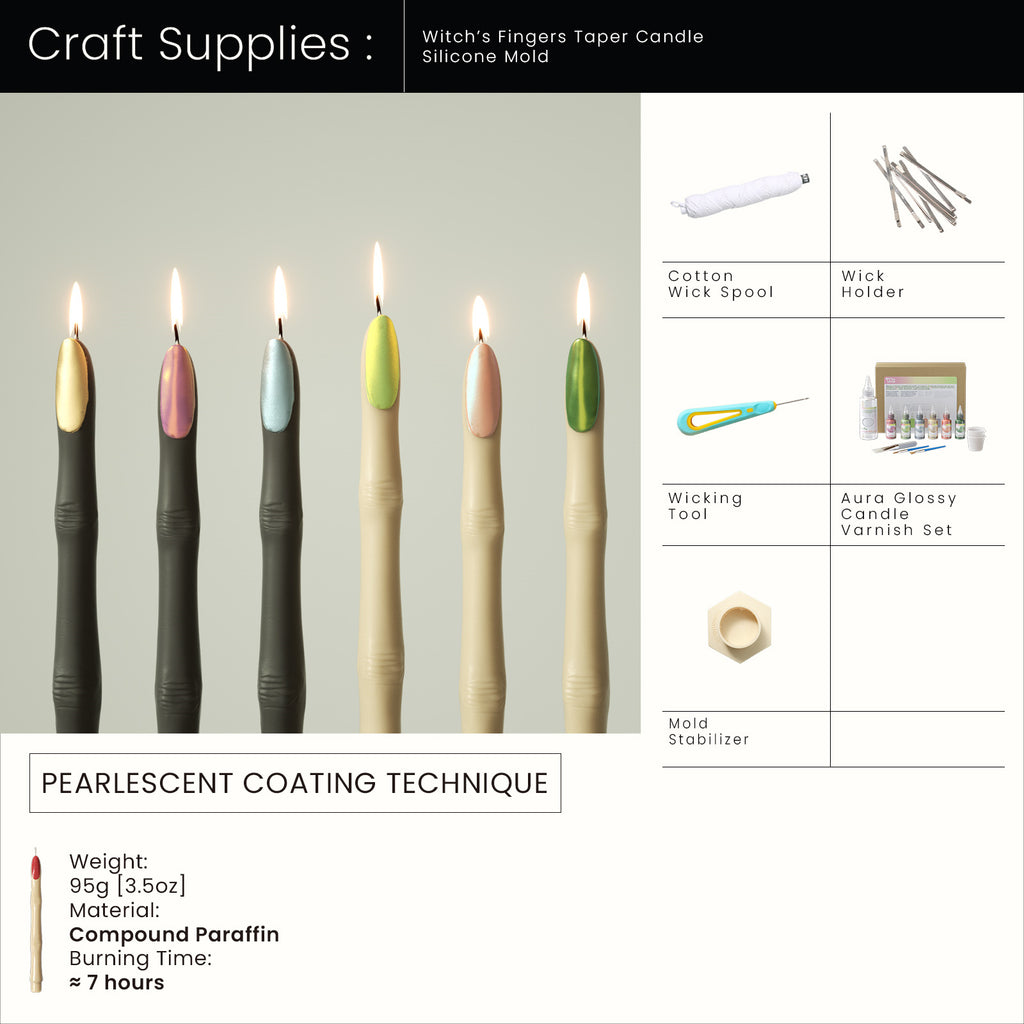 Craft Supplies : Cotton Wick Spool & Wick Holder & Wicking Tool & Aura Glossy Candle Varnish Set & Mold Stabilizer 