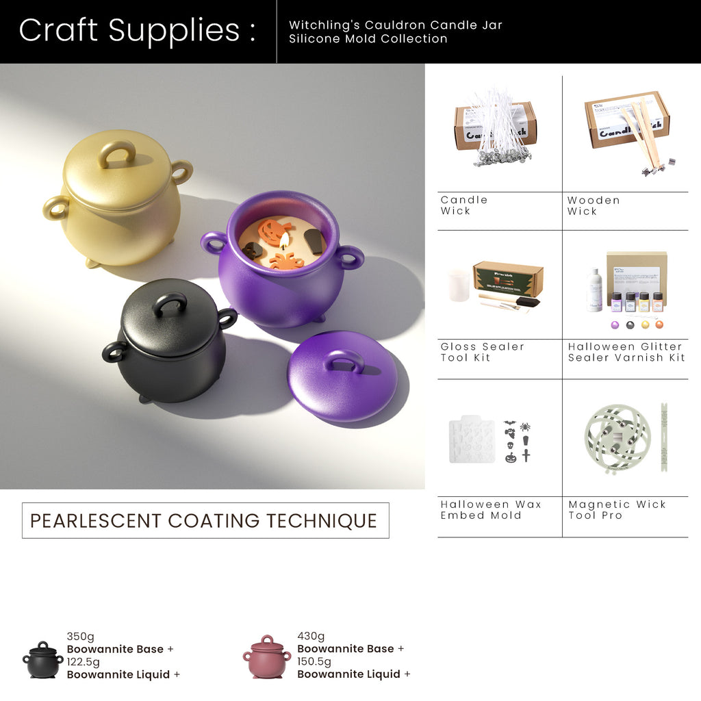 Craft Supplies : LX wick & wooden wick & glossy sealer tool kit & halloween glitter sealer varnish kit & halloween wax embed mold & magnetic wick tool pro