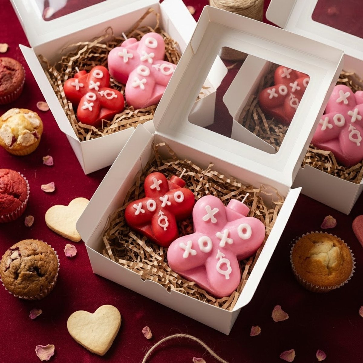 Valentine's Day XOXO candle gift set, unique romantic gift for her - Boowan Nicole