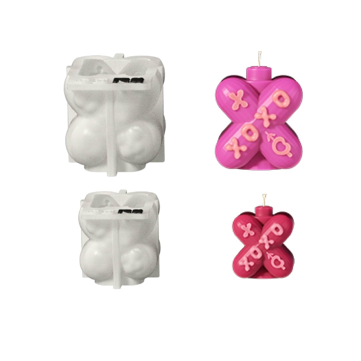 XOXO Boomy Love Candle Silicone Mold Collection3D Candle MoldLZ1048+LZ1037