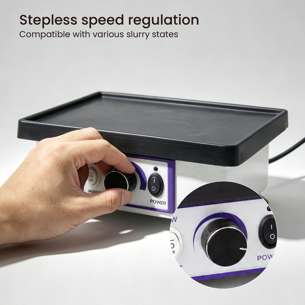 Stepless speed knob adjusts vibration for different slurry states