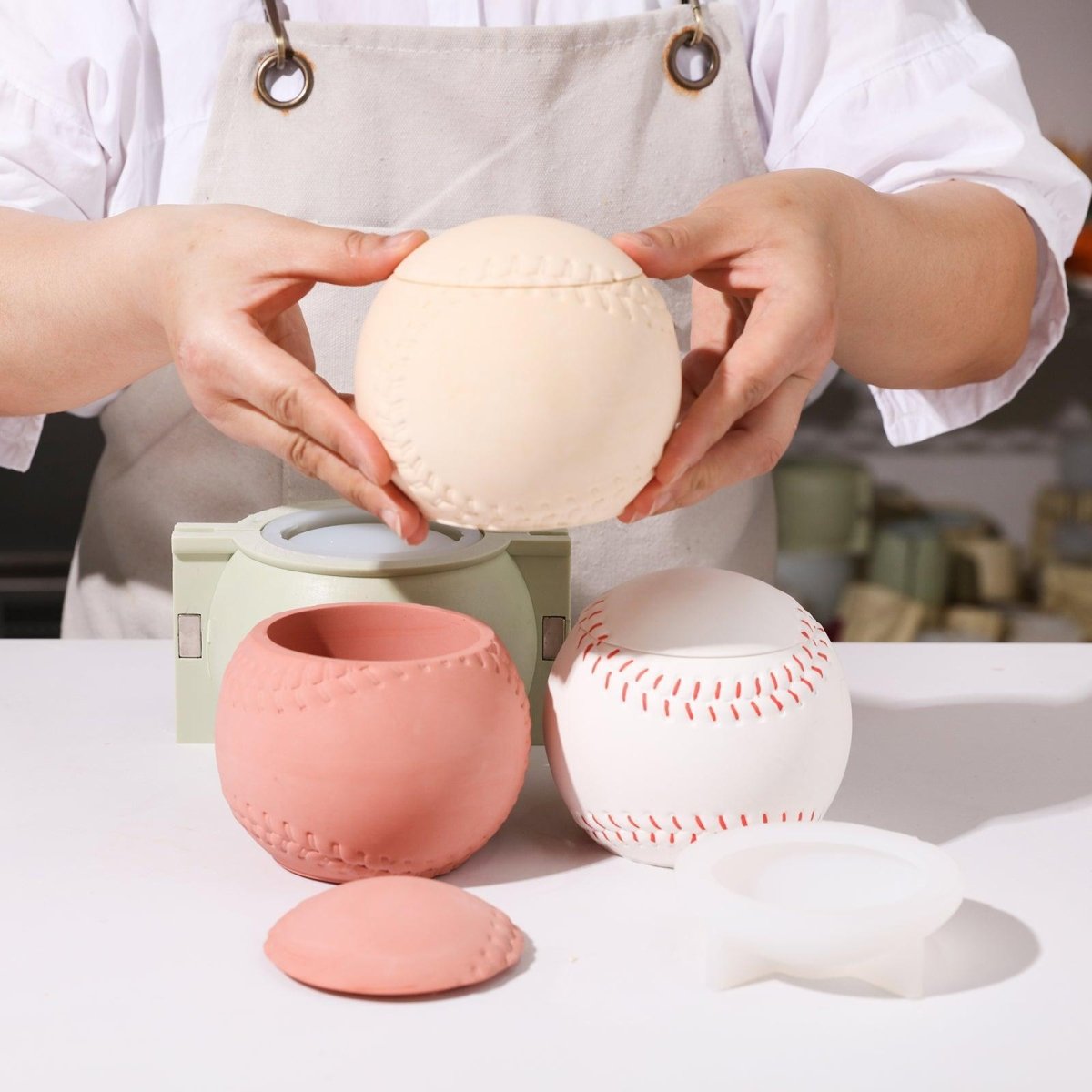 UP Vibe × Boowan Nicole ｜ Sports Series: 11oz Baseball Candle Jar Silicone MoldCandle Jar MoldSH1072-1-2