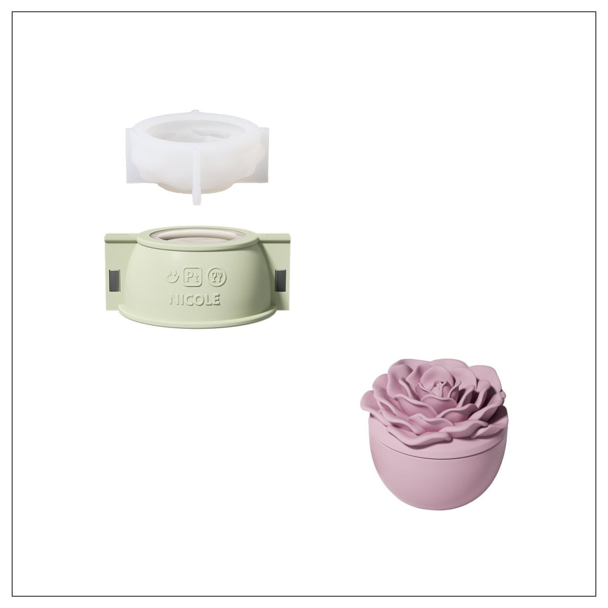 Crowning Rose Candle Jar Silicone Mold & 3.5oz Candle Refill MoldCandle Jar MoldSH1074-1-2