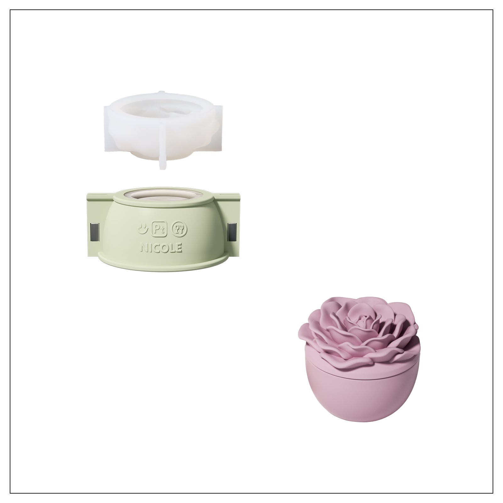 Crowning Rose Candle Jar Silicone Mold & 3.5oz Candle Refill Mold