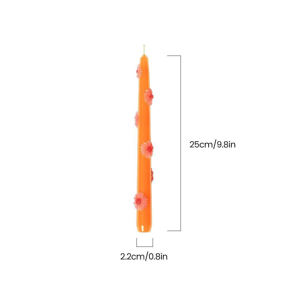 BLOSSOM Коническая свеча Daisy Delight - Набор из 2 шт. - Закатный оранжевый и глубокий синий - Длинная версия