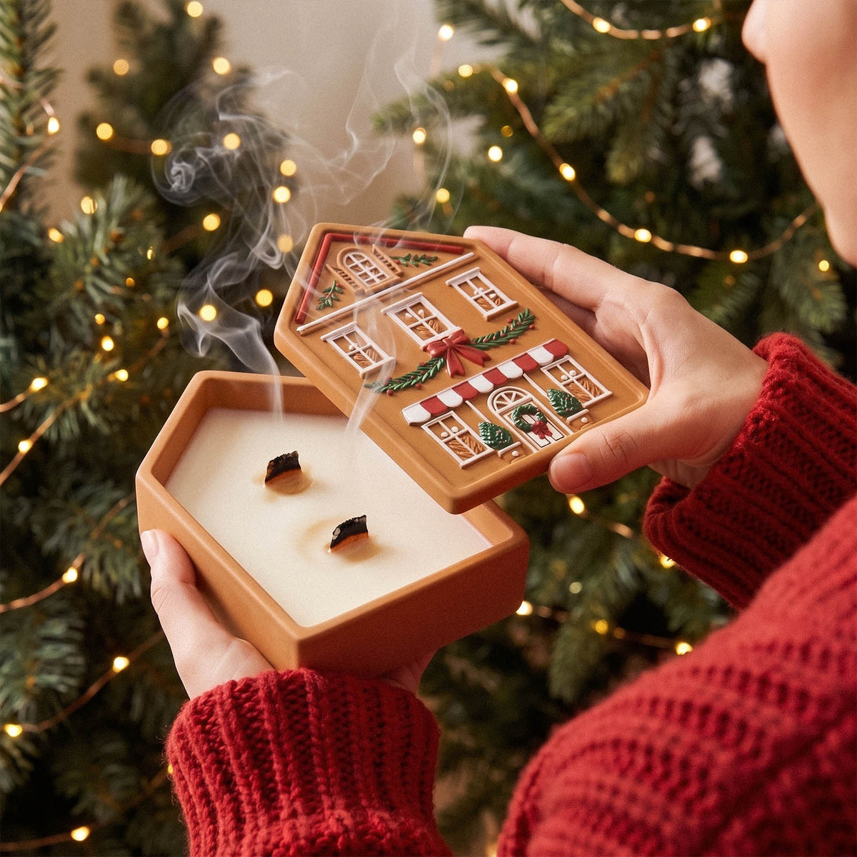 Azulmostaza × Boowan Nicole｜Christmas Cottage Candle Jar Silicone Mold