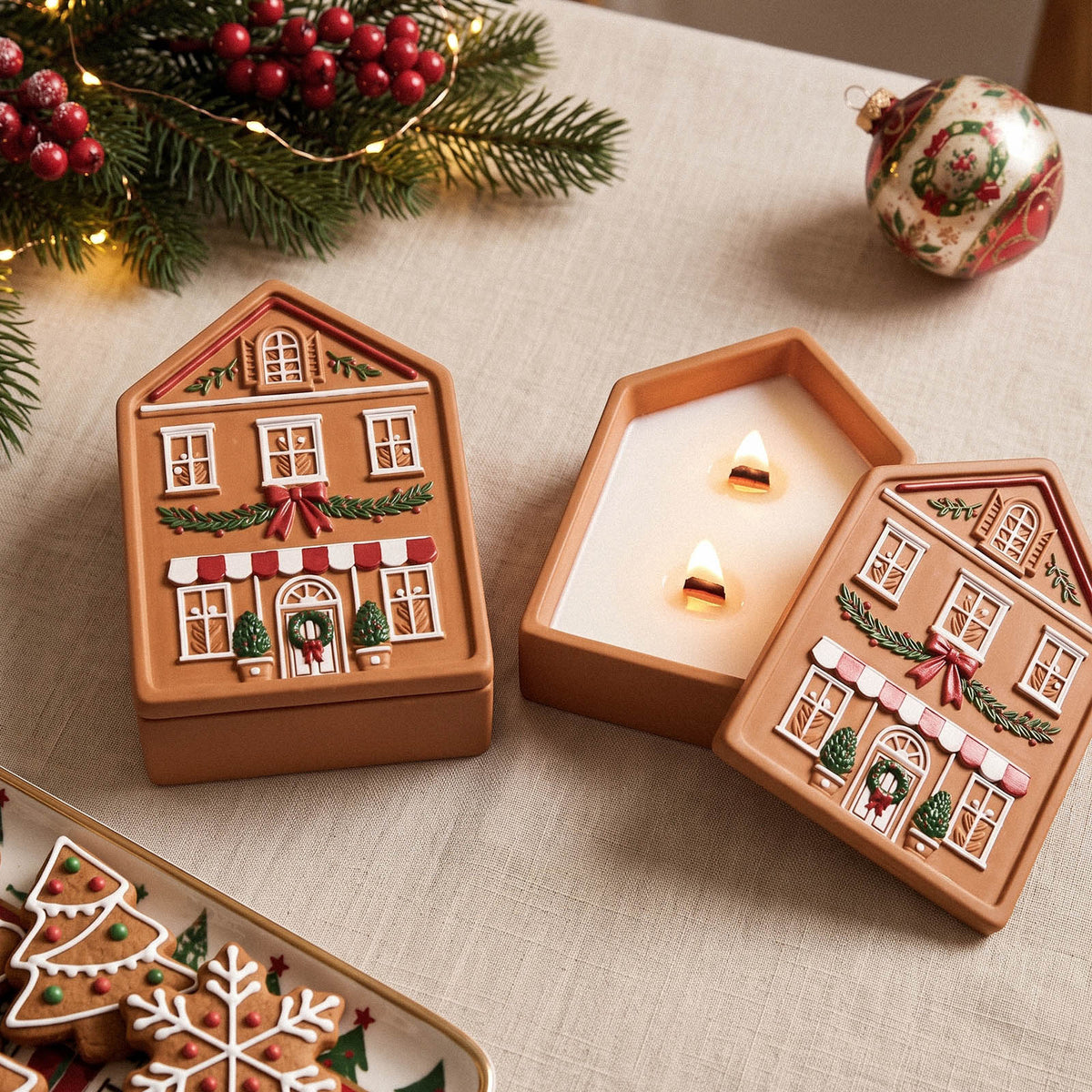 Azulmostaza × Boowan Nicole｜Christmas Cottage Candle Jar Silicone Mold