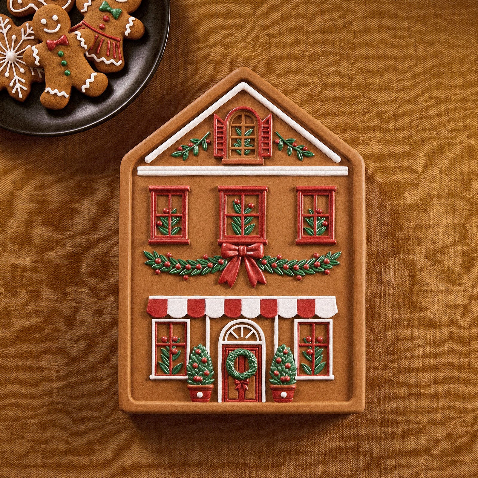 Open Christmas Cottage candle jar showing lit tealight candles inside, doubling as a keepsake box