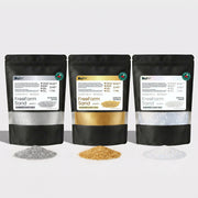 Pearl Sand Wax Christmas Collection in Starlight Silver, Aureate Sparkle and Crystal Frost bags with loose shimmer candle sand