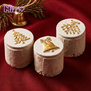 Azulmostaza x Boowan Nicole Cozy Christmas Candle Jar Silicone Mold Collection - three rustic candle jars with tree, bell, and mistletoe lid emblems