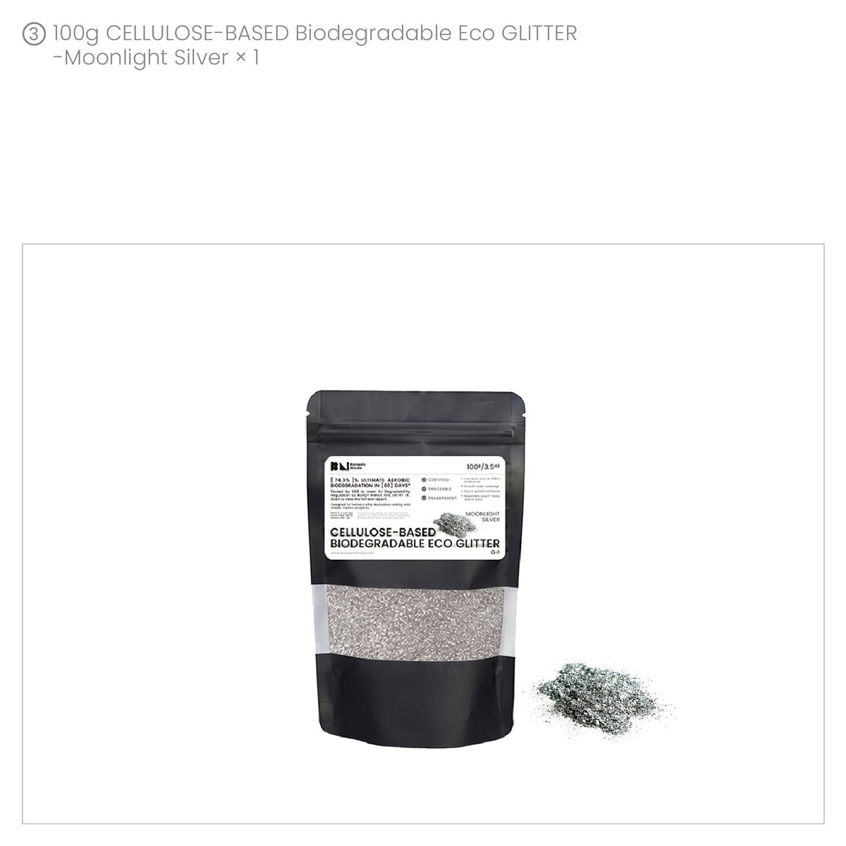 Moonlight Silver biodegradable eco glitter 100 g pouch
