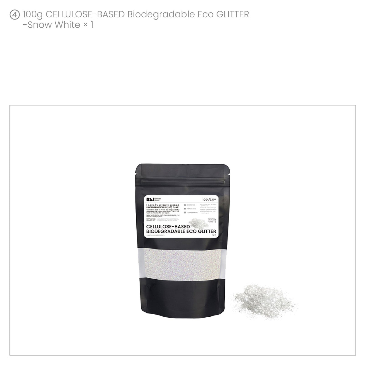 Snow White biodegradable eco glitter 100 g pouch