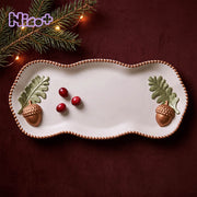 Studio82 x Boowan Nicole Forest Acorn Tray Silicone Mold poured resin tray with oak leaf and acorn accents, styled with cranberries