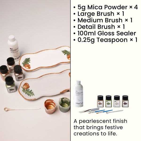 Glitter Colorable Acrylic Gloss Sealer Varnish With Mica Powder Kit-4 Of Christmas  Forest Colors