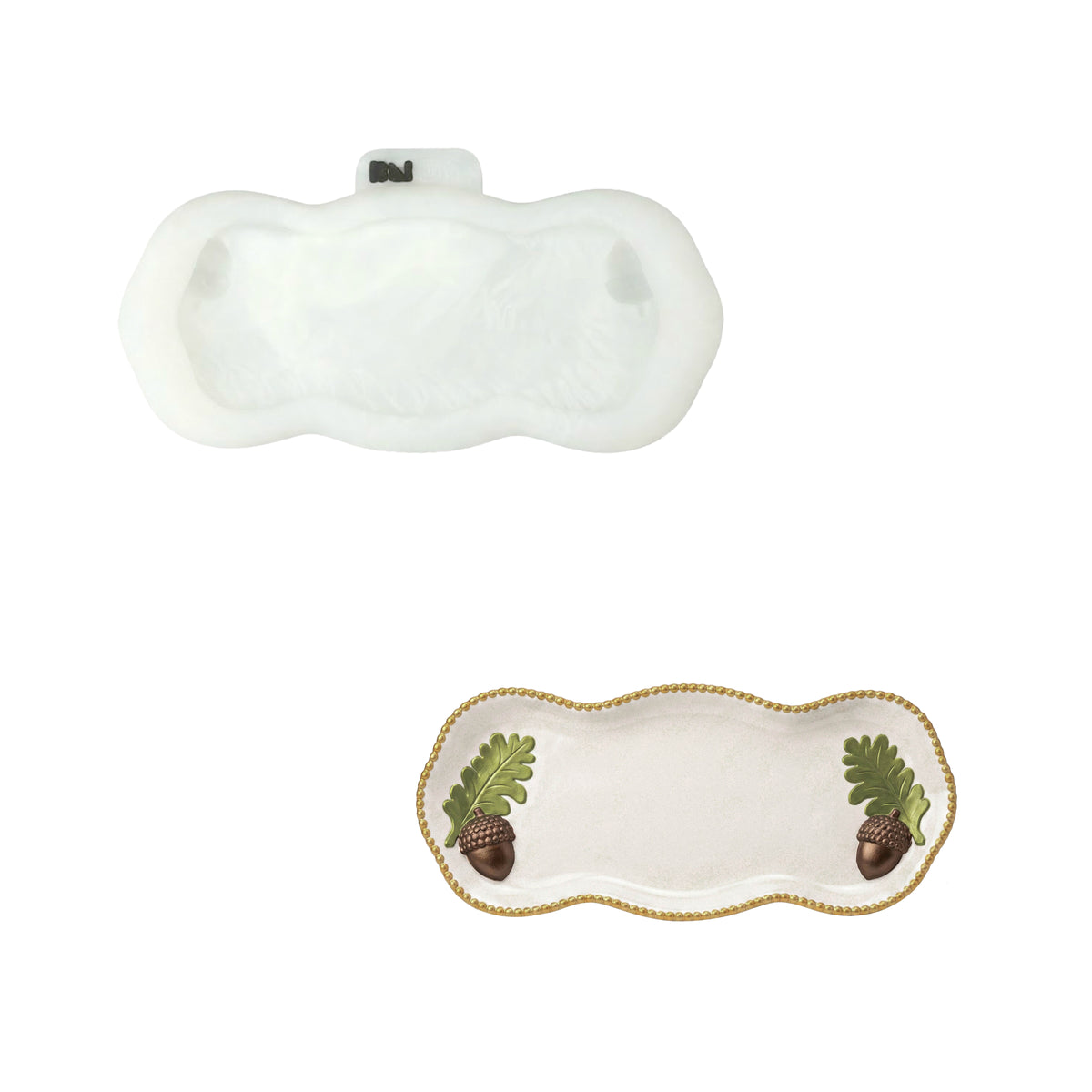 Empty Forest Acorn Tray Silicone Mold, unpoured