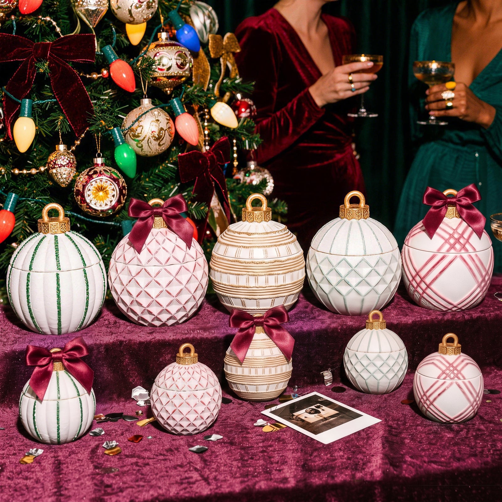 Geometric Pattern Christmas Bauble Candle Jar Silicone Mold Collection - holiday lifestyle scene