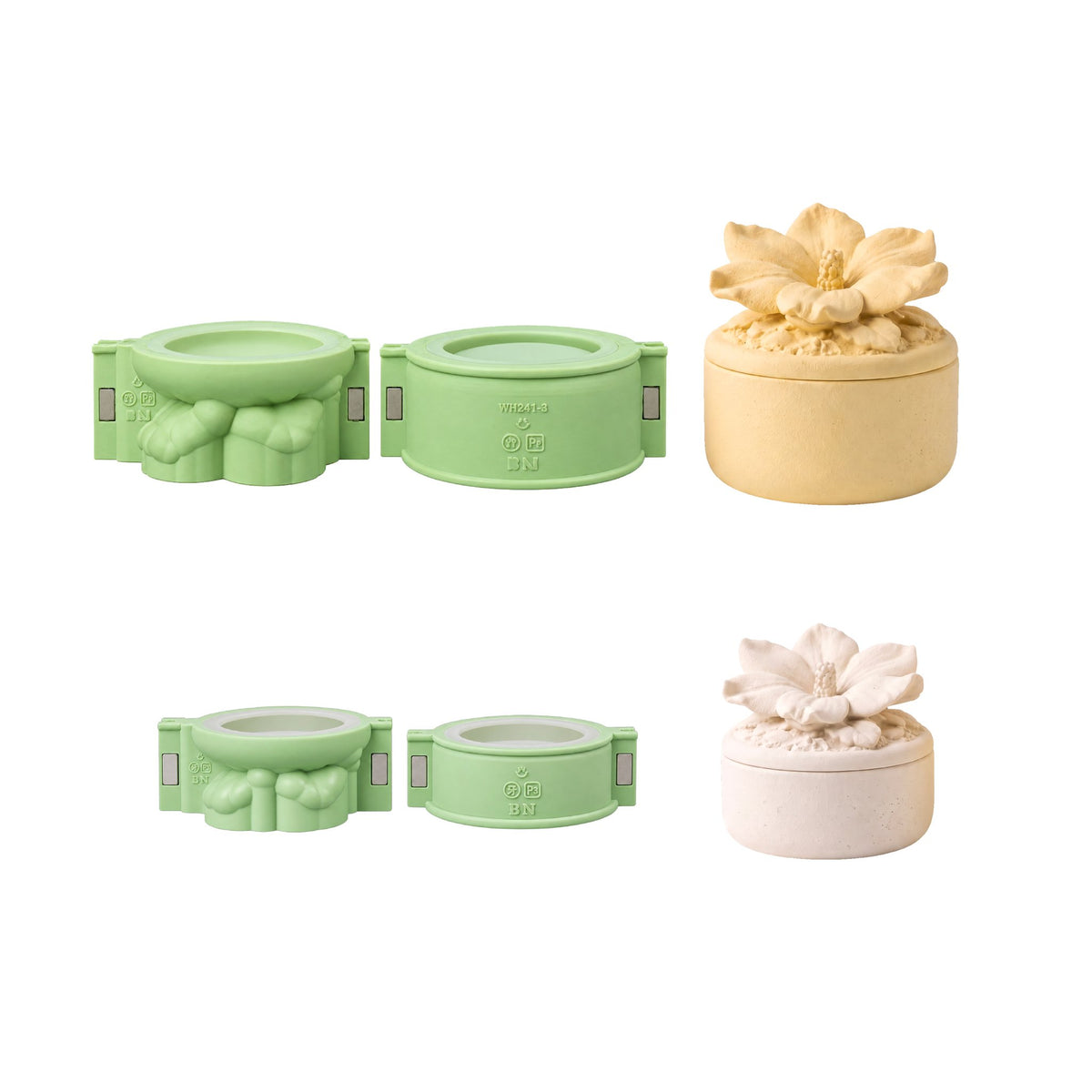 Set of small and large hibiscus candle jar silicone molds
