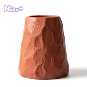 Terracotta Chiseled Stone Textured Cement Planter - Boowan Nicole