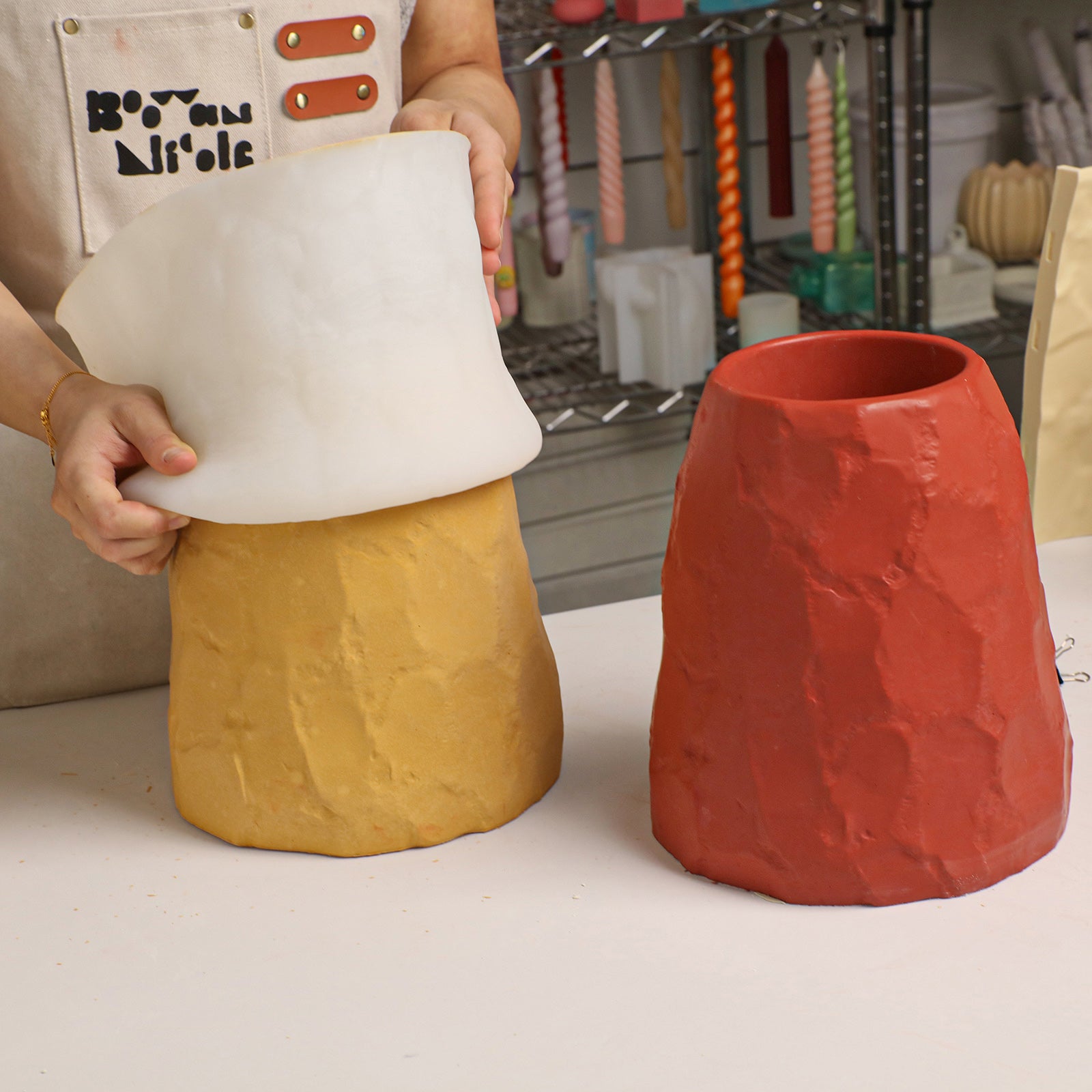 Demolding Chiseled Stone Textured Cement Planter - Boowan Nicole