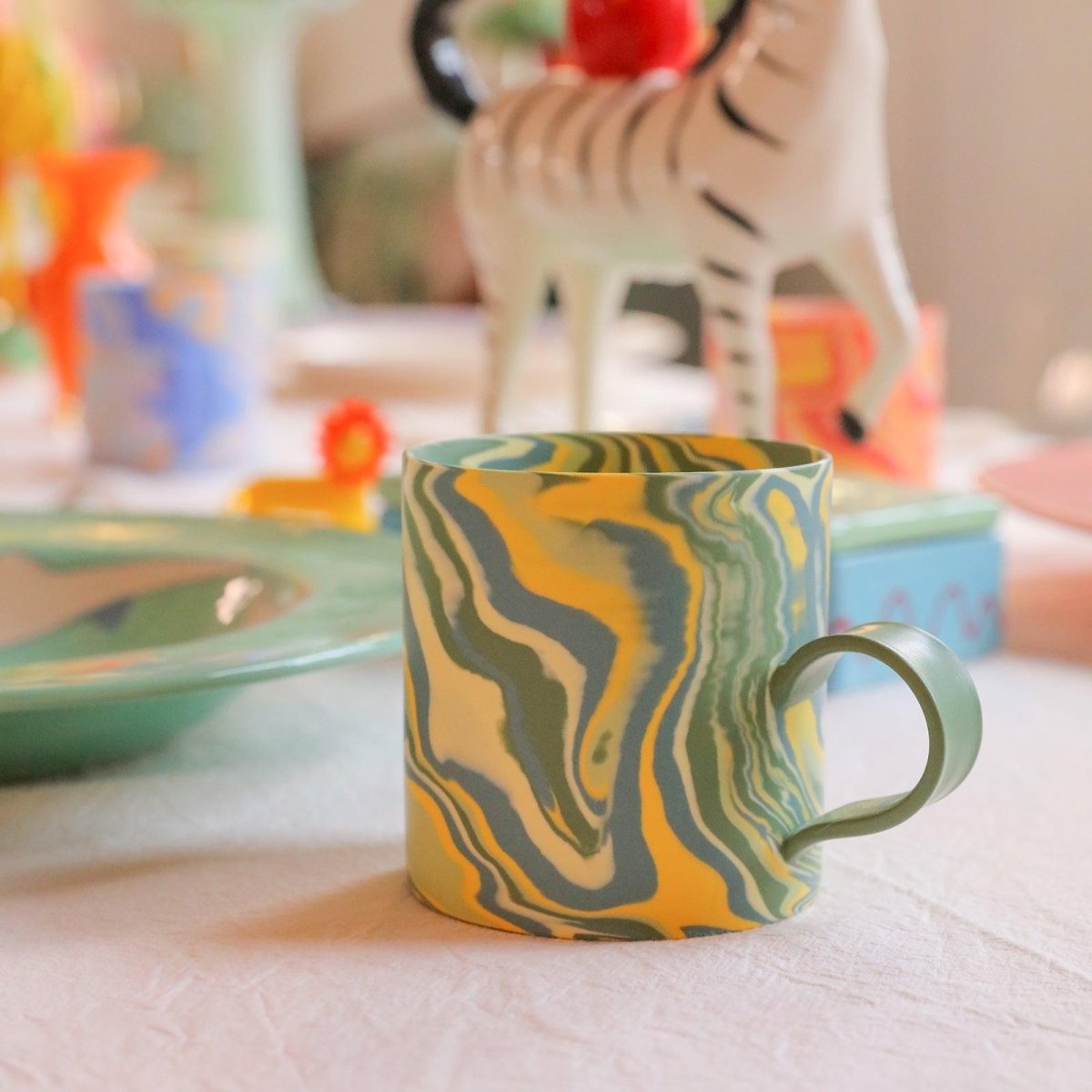 350ml Handmade Green Ceramic MugMugK018