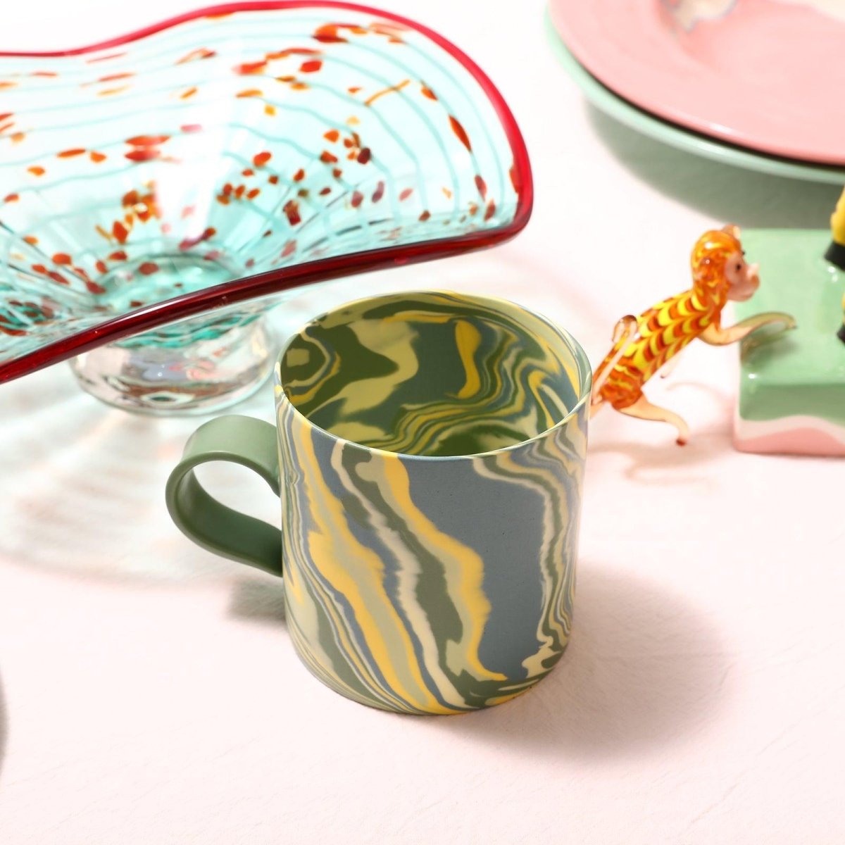 350ml Handmade Green Ceramic MugMugK018