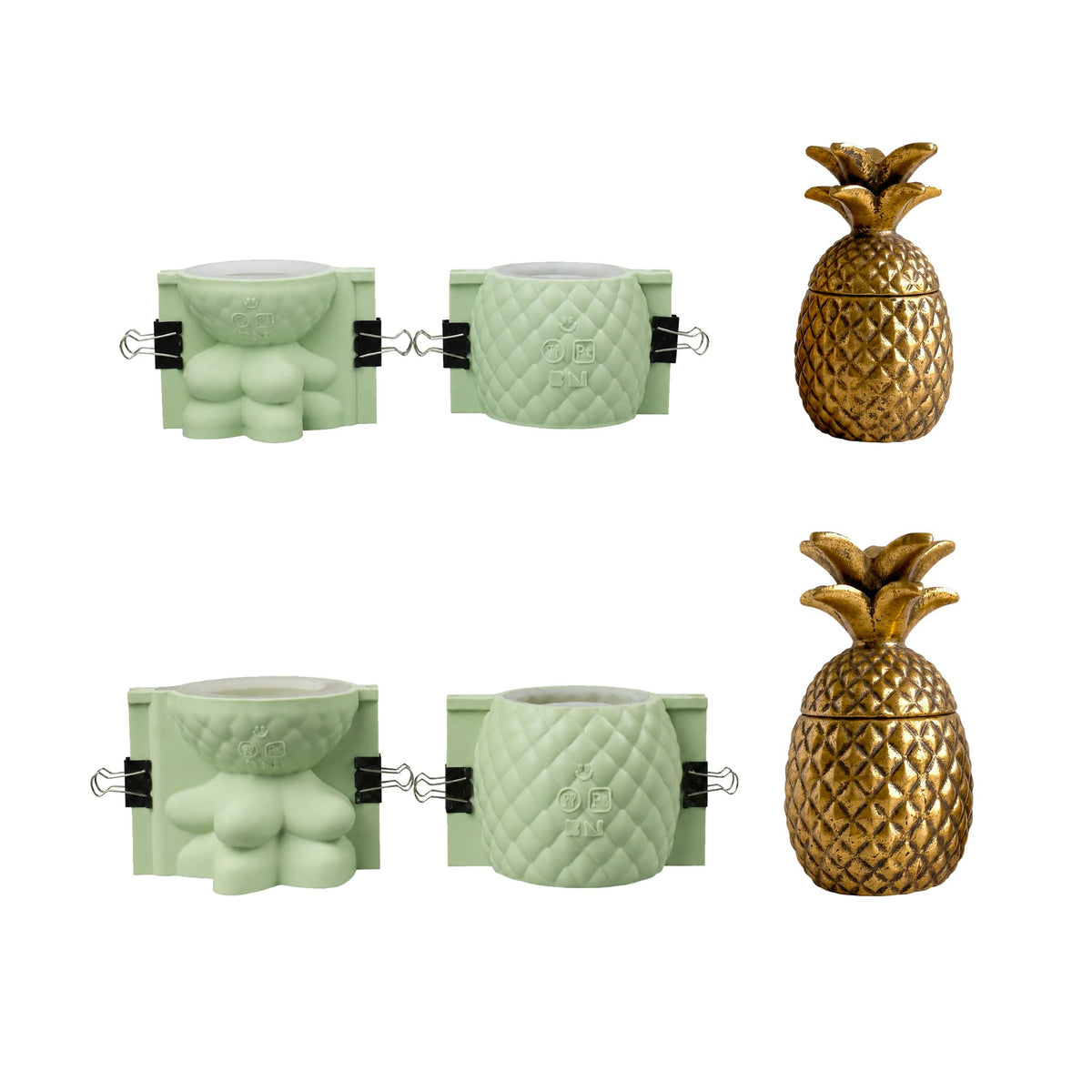 Set of small and large pineapple candle jar silicone molds