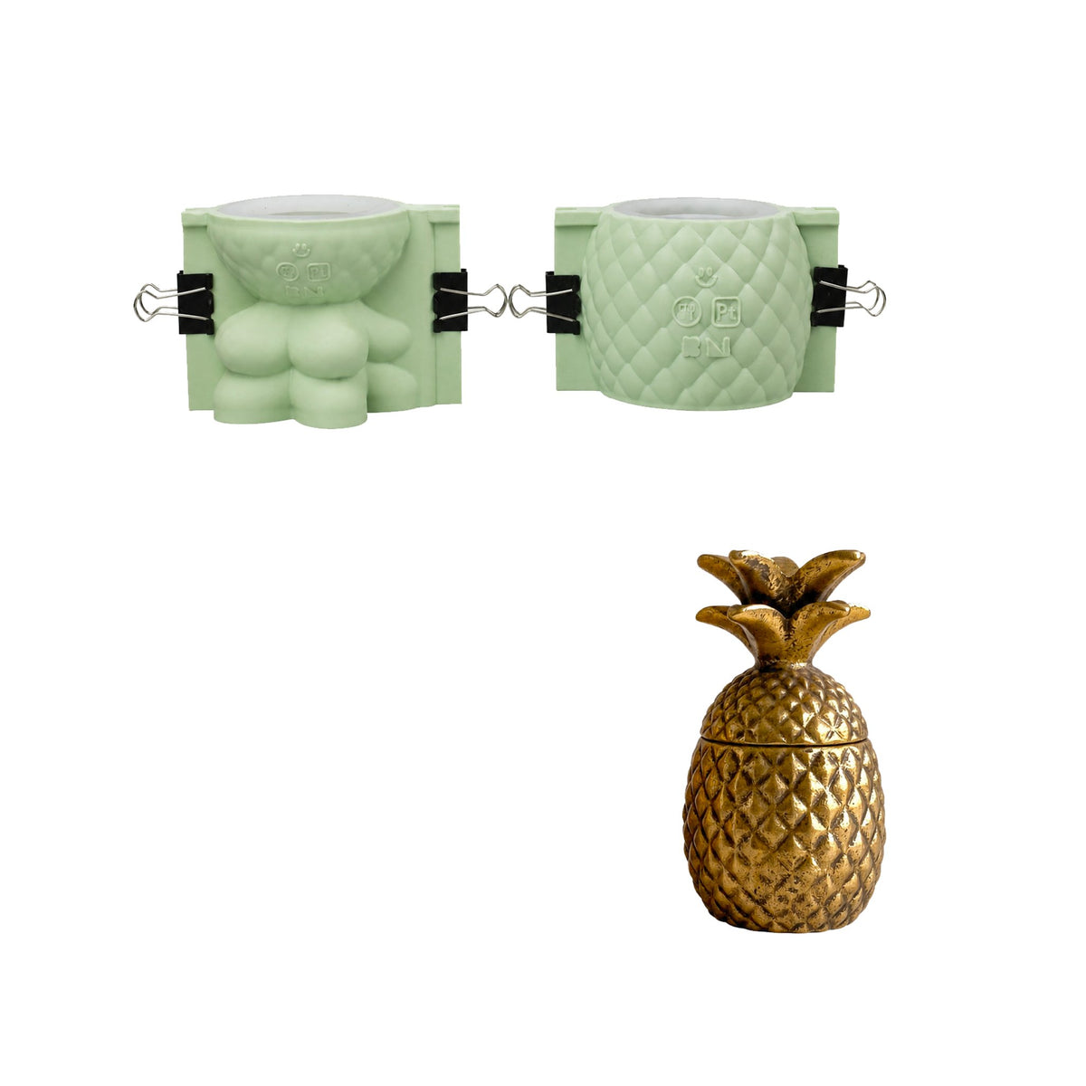 Small pineapple candle jar silicone mold with jar body and lid