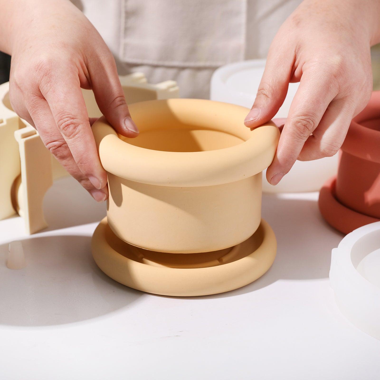 Place the yellow Short Botanic Column Plant Pot on the pot holder-Boowan Nicole