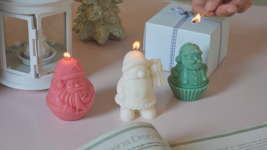 Santa Claus Candle scene demonstration and video using silicone moulds - Boowan Nicole