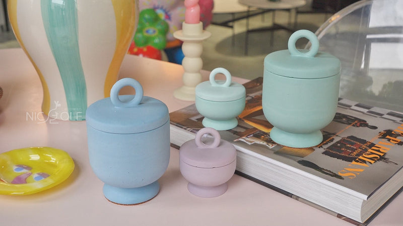 Video of making Chalice Candle Jar with Ring Handle Lid using silicone molds -Boowan Nicole