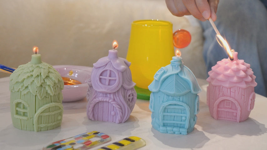 Load video: Video Tutorial on Making Miniature Fairy House Candles Reflecting Design and Demonstration - Boowan Nicole