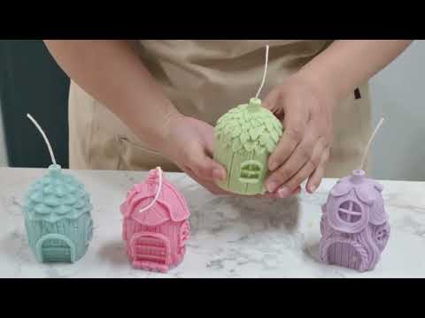 Video tutorial for making miniature fairy house candles using silicone molds - Boowan Nicole