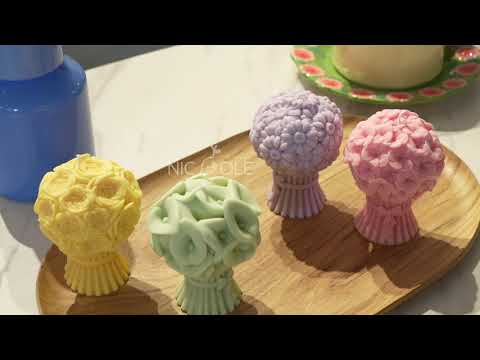 Video of making Daisy Bouquet Flourishing Candle using silicone molds - Boowan Nicole