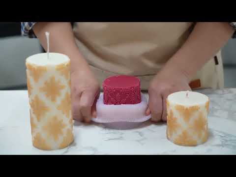 Instructional video for making snowflake relief candles using silicone molds.
