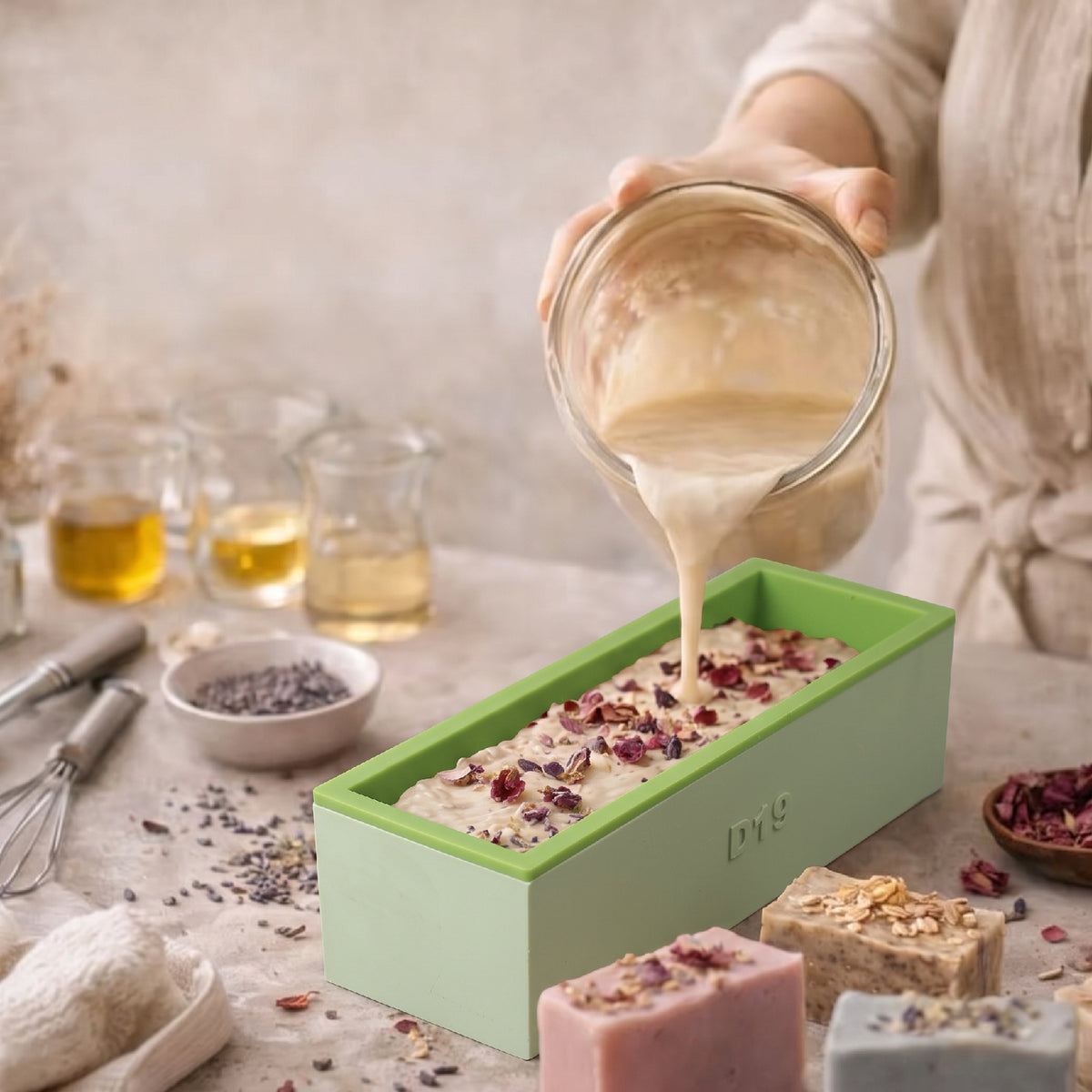 Rectangular Loaf Mould Silicone Soap Mold - product photo