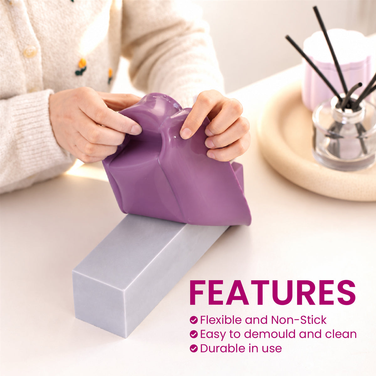 Rectangular Silicone Loaf Soap Mold with Wood Box - product detail 6