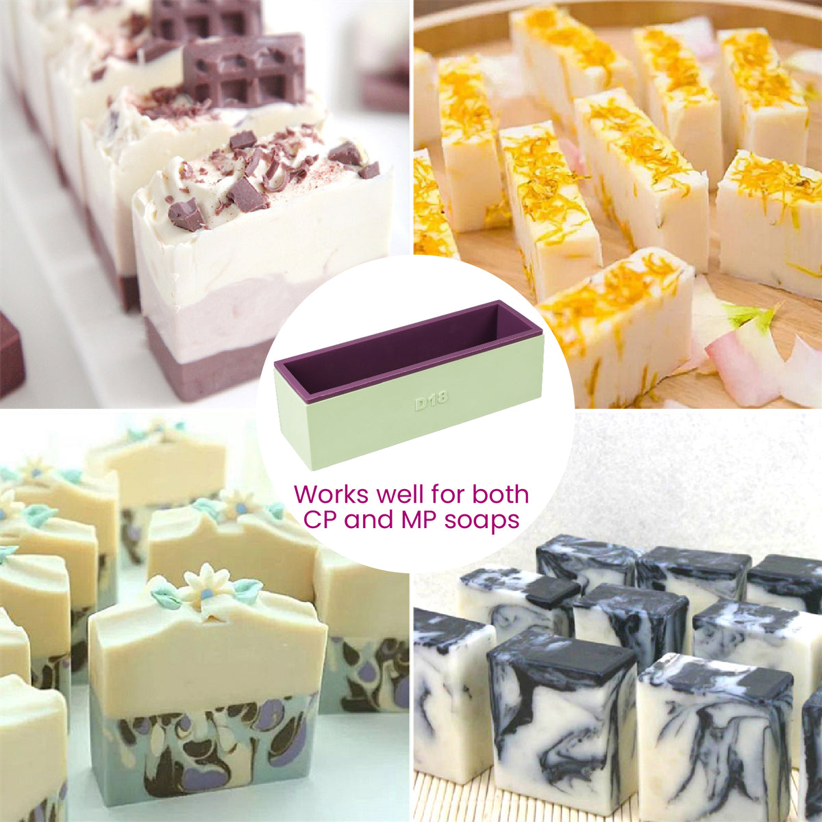 Rectangular Silicone Loaf Soap Mold with Wood Box - product detail 4