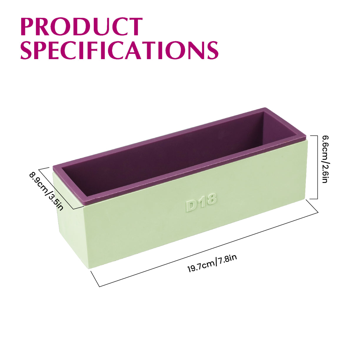 Rectangular Silicone Loaf Soap Mold with Wood Box - product detail 2