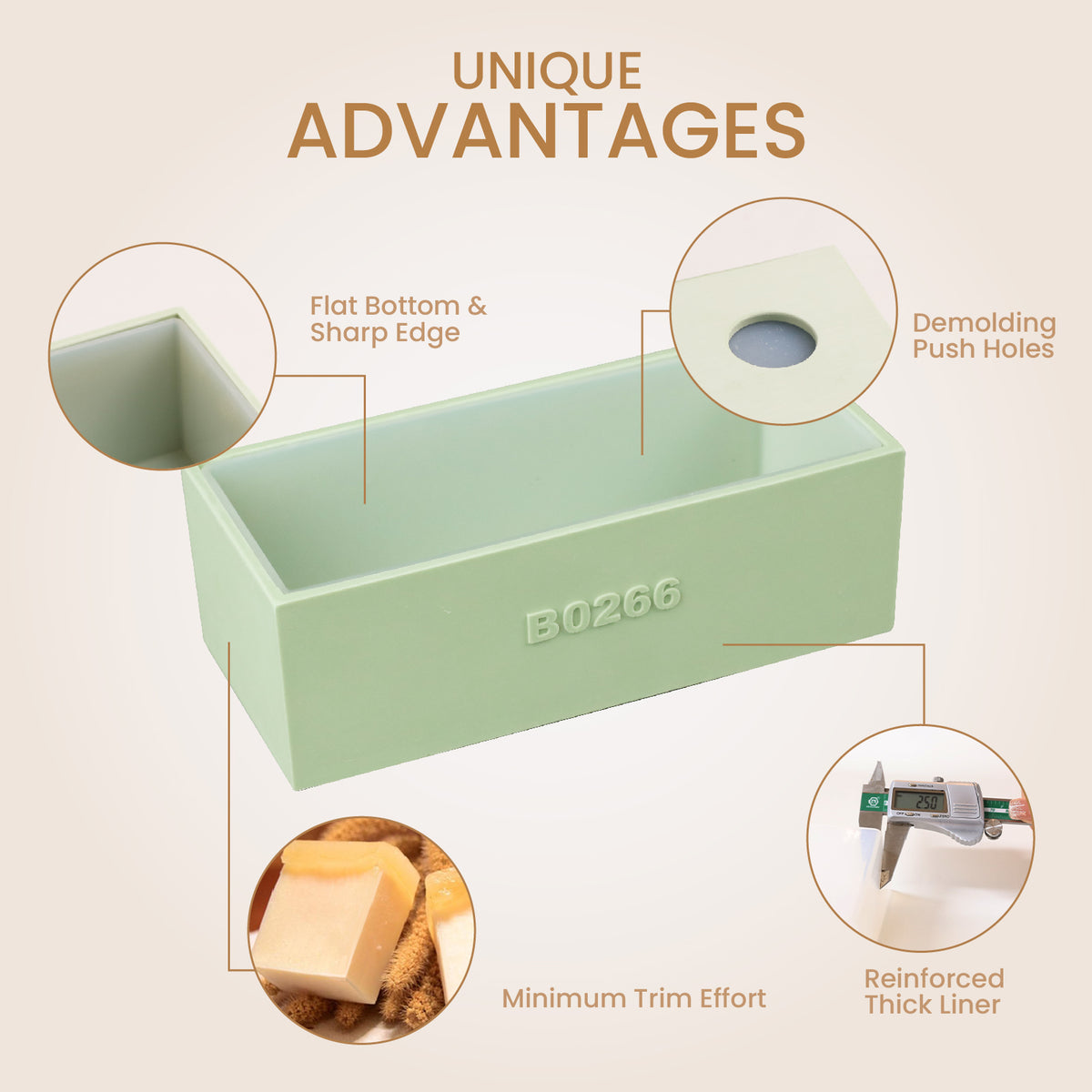 Small Rectangle Loaf Silicone Soap Mold - product detail 3