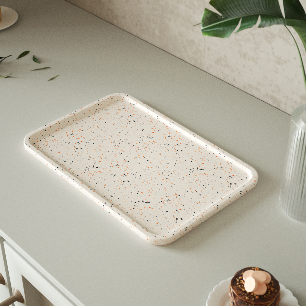 Adding a tray crafted from terrazzo adds to the crafting fun - Boowan Nicole