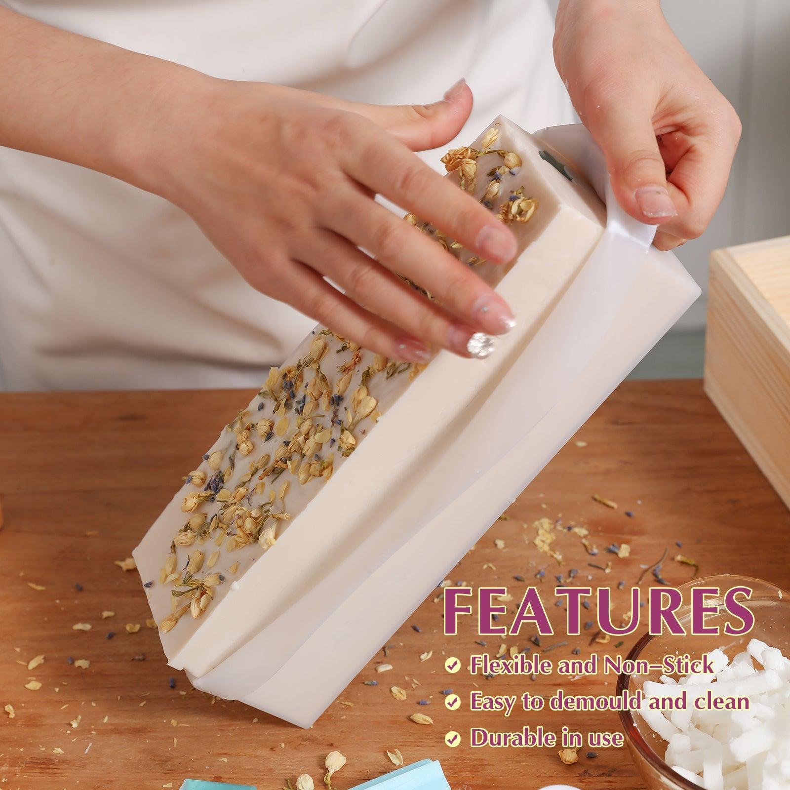 Rectangular Silicone Loaf Soap Mold with Wood Box for Making 3*3 inch Soap Bars