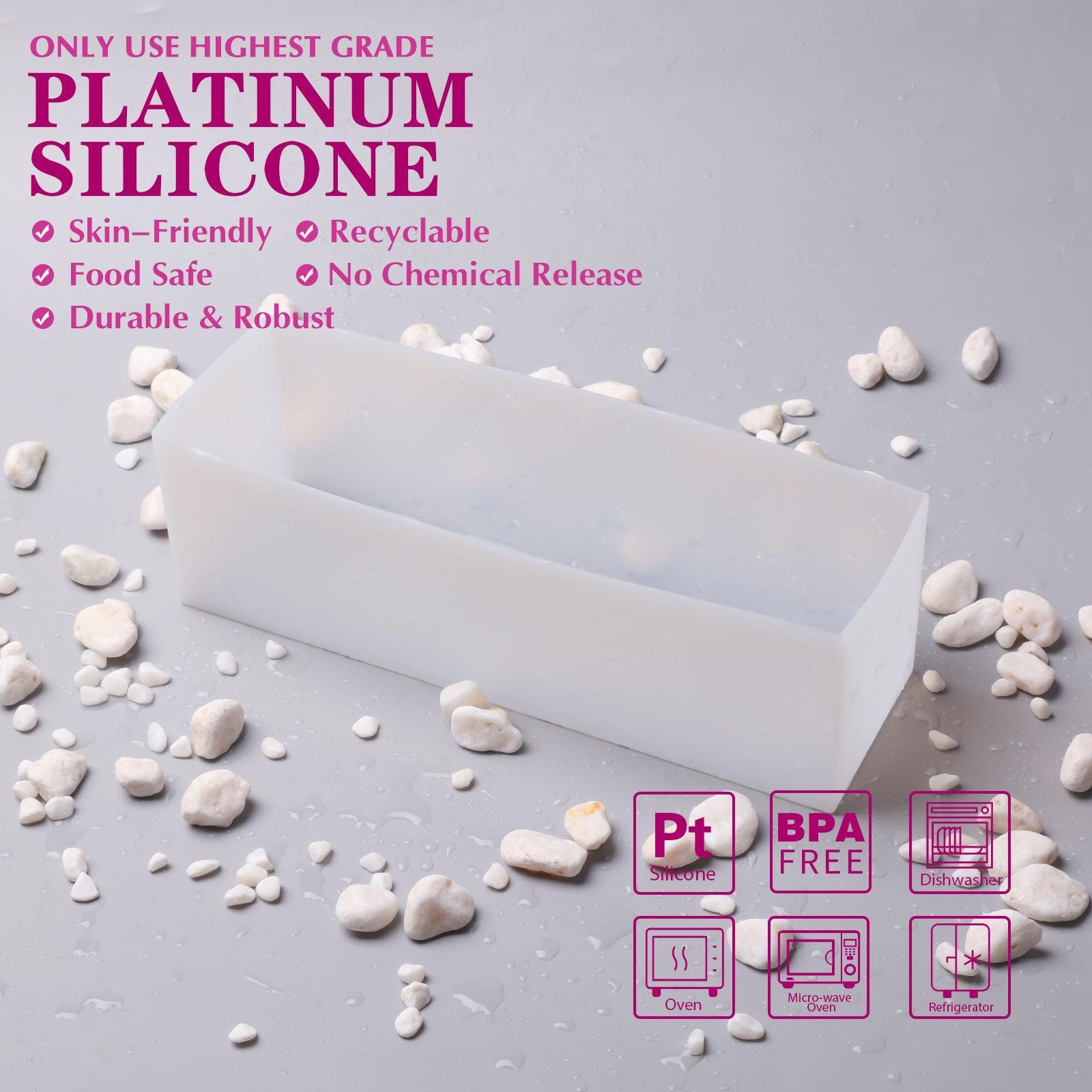 Moule à savon rectangulaire en silicone avec boîte en bois pour la fabrication de barres de savon de 3 x 3 pouces