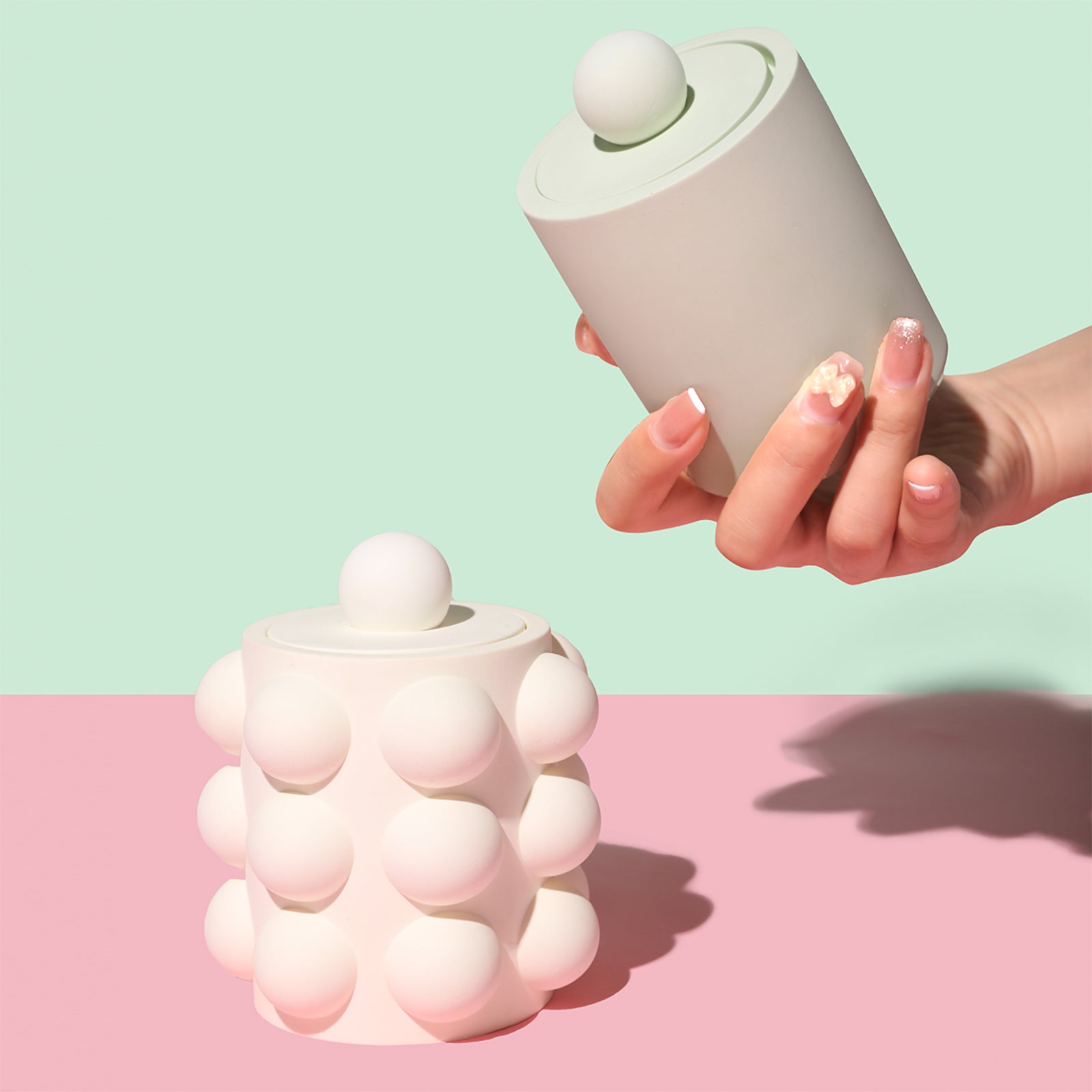 Bubble Concrete Candle Vessel with Lid Silicone Moulds