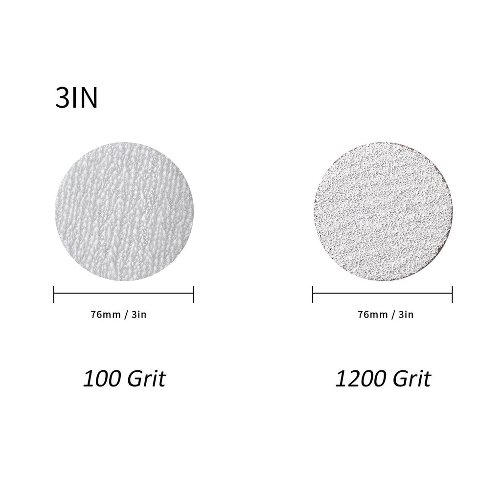 two sheets of sandpaper, one with 100 grit and the other with 1200 grit. Ideal for various precision grinding and polishing tasks.