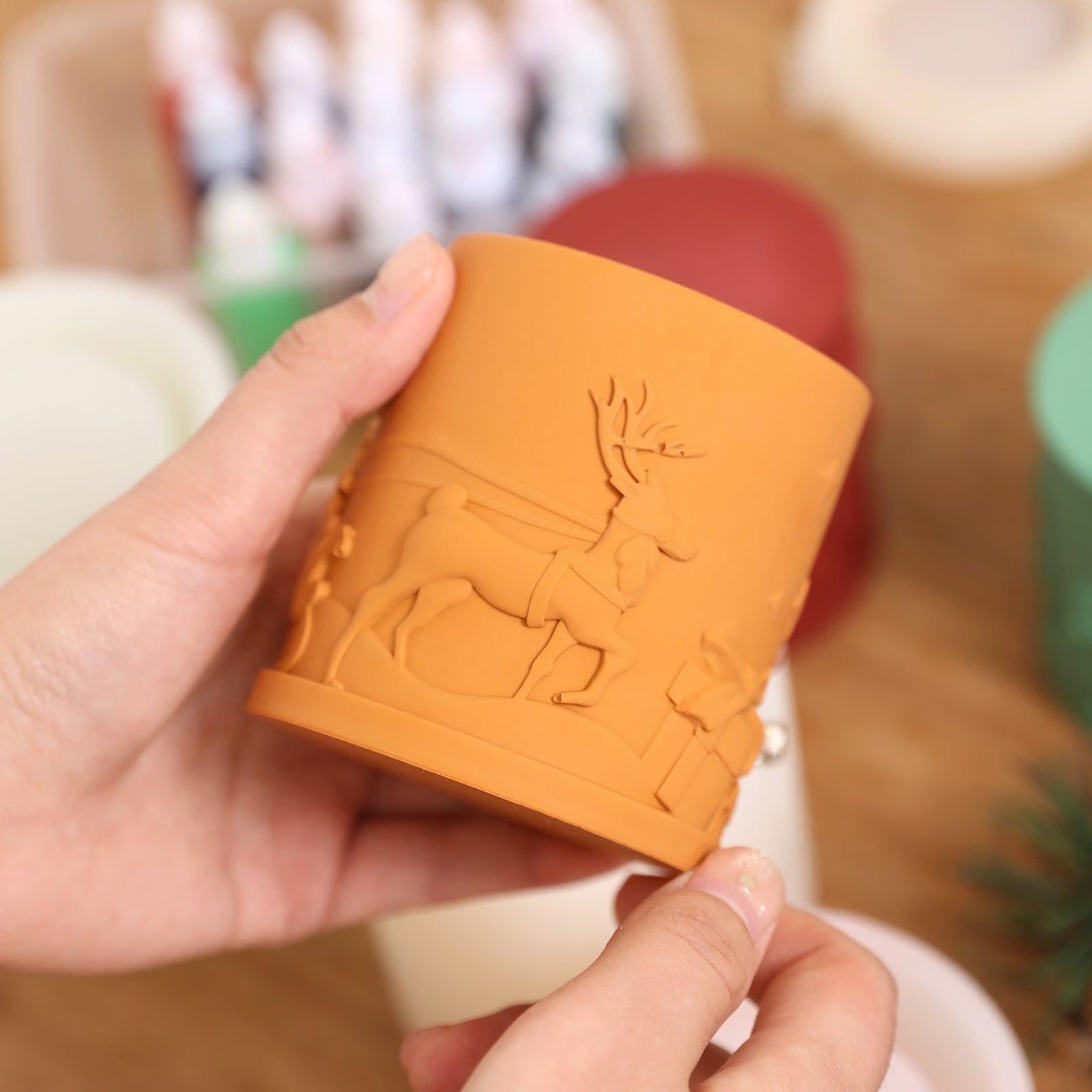 6.5oz Christmas Themed Candle Jar with Lid Silicone Mould